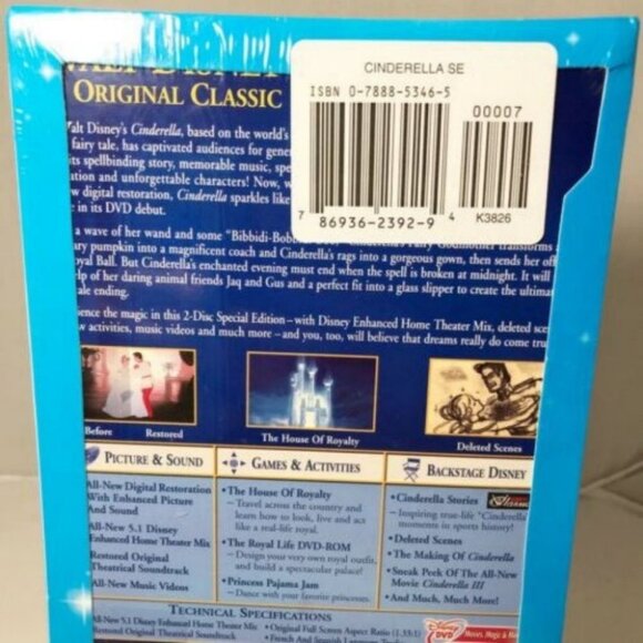 Walt Disney's 'Cinderella 2 Disc Special Edition Sealed New FIRST TIME EVER DVD - Picture 3 of 12